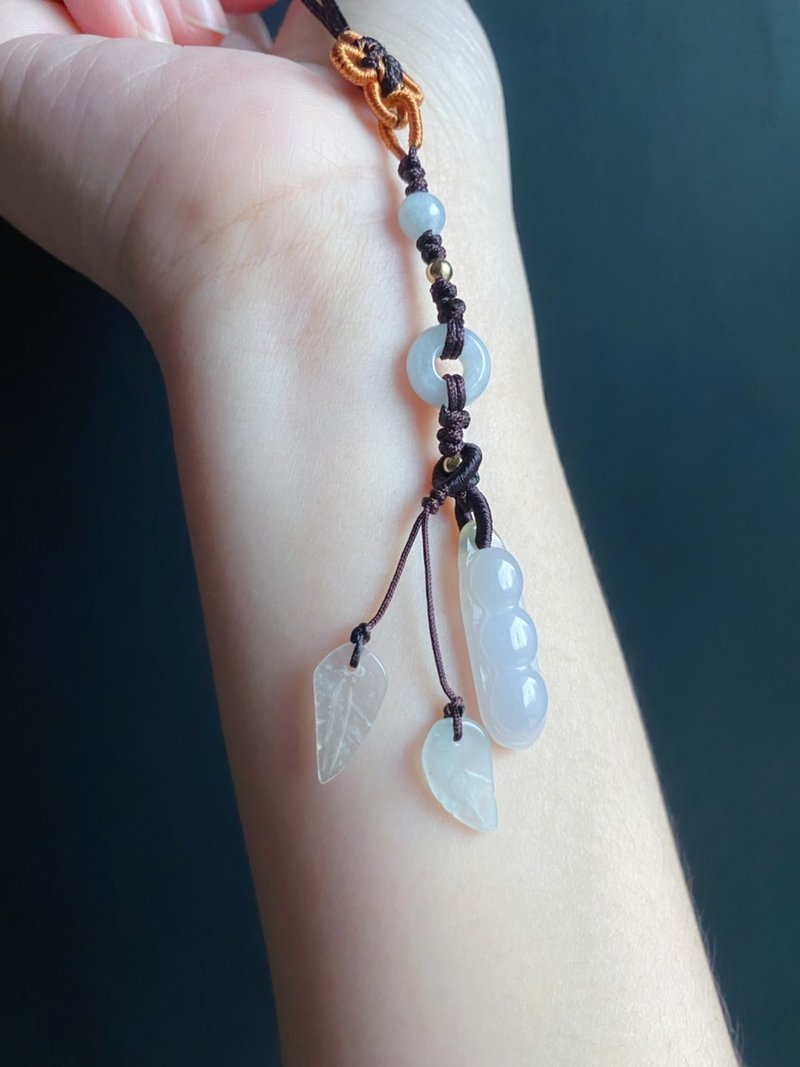 【售出】天然缅甸玉翡翠 福豆 设计款 幸福安康 长命百岁 礼物 包 - 挂绳/吊绳 - 玉石 黑色