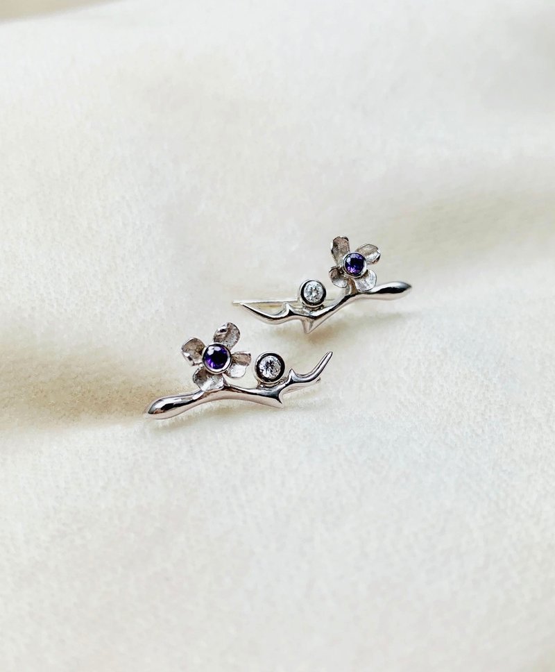 Memory系列 | 树枝纯银耳环 - 耳环/耳夹 - 纯银 