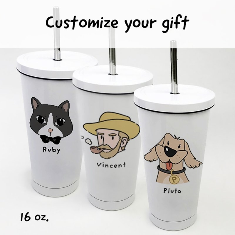 Customized Tumbler Stainless Steel cup with straw - 其他杯子 - 不锈钢 白色