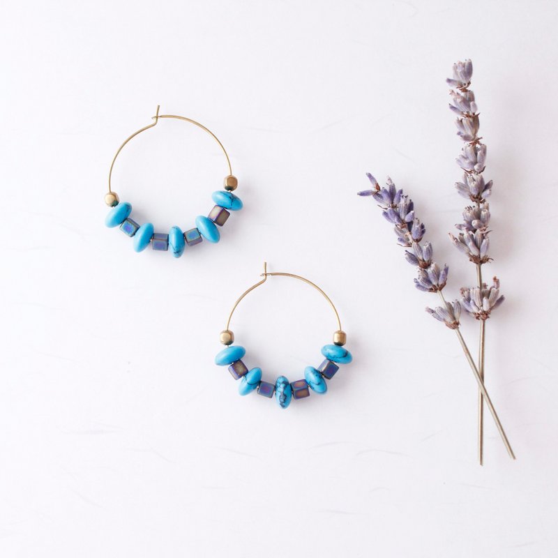 一起摇摆。大圈圈陶珠黄铜耳环 姊妹 闺密 朋友 母亲节 生日 礼物 - 耳环/耳夹 - 铜/黄铜 紫色