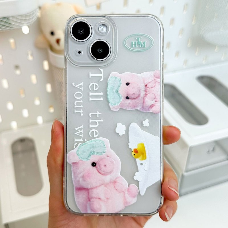 iPhone 16/15/14/13/12/11/XS/XR/7/8/SE2/SE3 可爱小猪透明手机壳 - 手机壳/手机套 - 塑料 多色