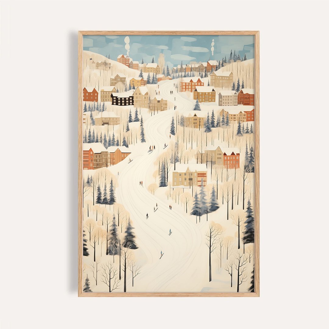 雪村滑雪道 Ski Trail / 耶诞雪景挂画 海报 无框画 - 海报/装饰画/版画 - 纸 