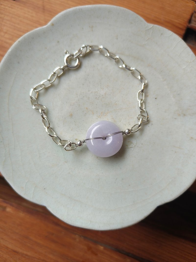 玉扣成缘 缅甸紫翡翠纯银手链  平安转运 - 手链/手环 - 玉石 紫色