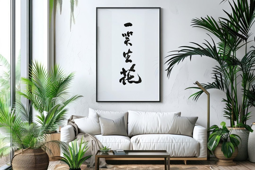 一笑生花 无框画(印刷) 书法相框 多尺寸可选 - 画框/相框 - 其他材质 白色