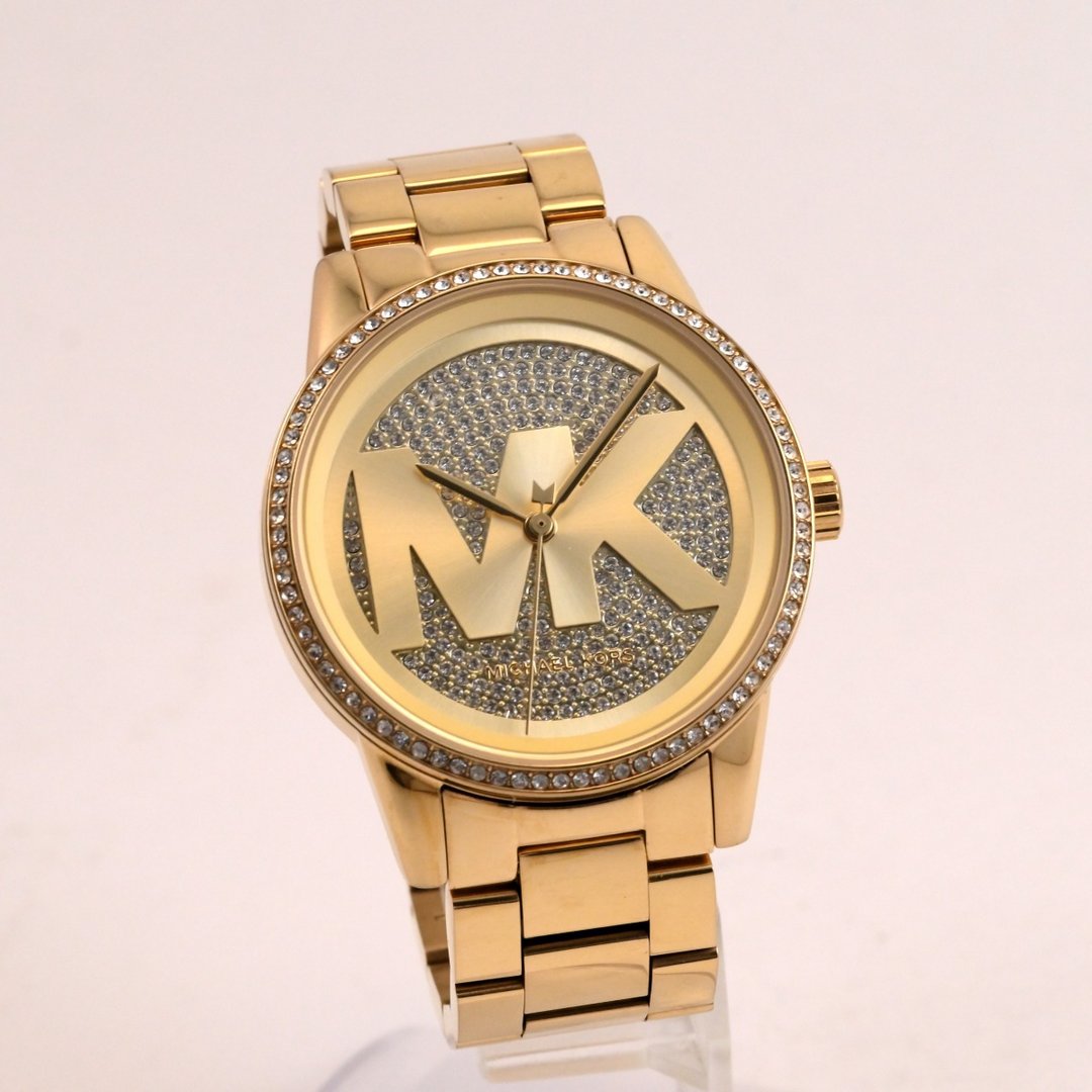 MICHAEL KORS MK-6862 女款/男款 石英腕表 金色 x 水晶 大型 Logo 设计 - 男表/中性表 - 不锈钢 金色
