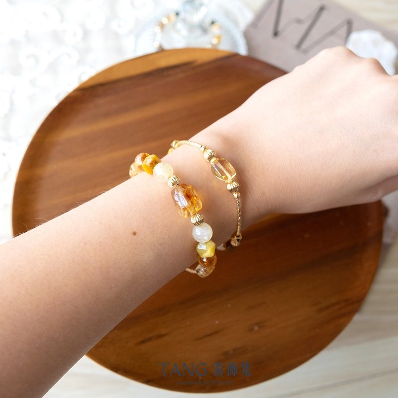 大亨小传。黄塔晶 黄金阿赛 金发晶 黄虎眼。招财开运 生意缘 - 手链/手环 - 水晶 黄色