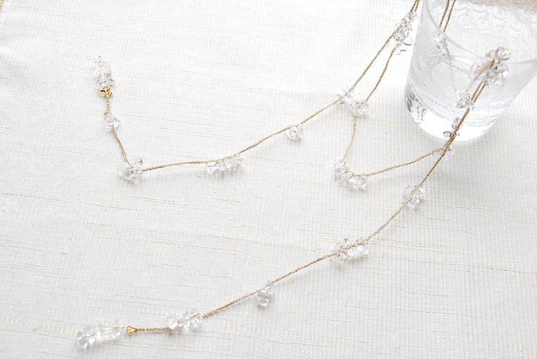 It can also be a crystal lariette long neckless - 项链 - 宝石 白色
