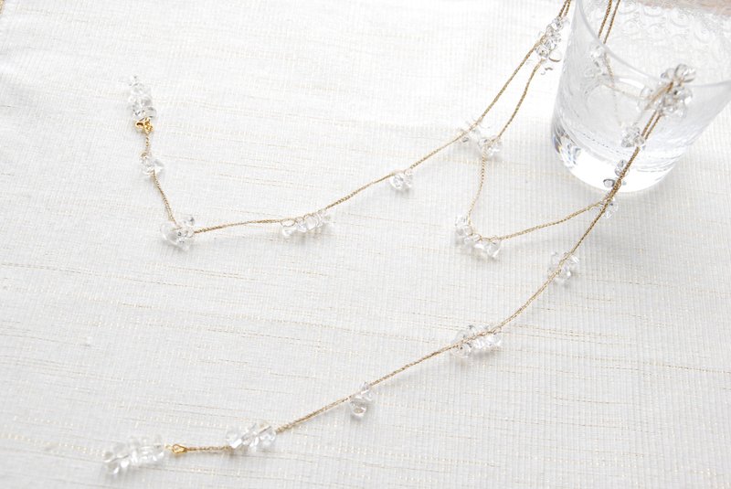 クリスタルのラリエット　ロングネッックレスにもなります - 项链 - 宝石 白色