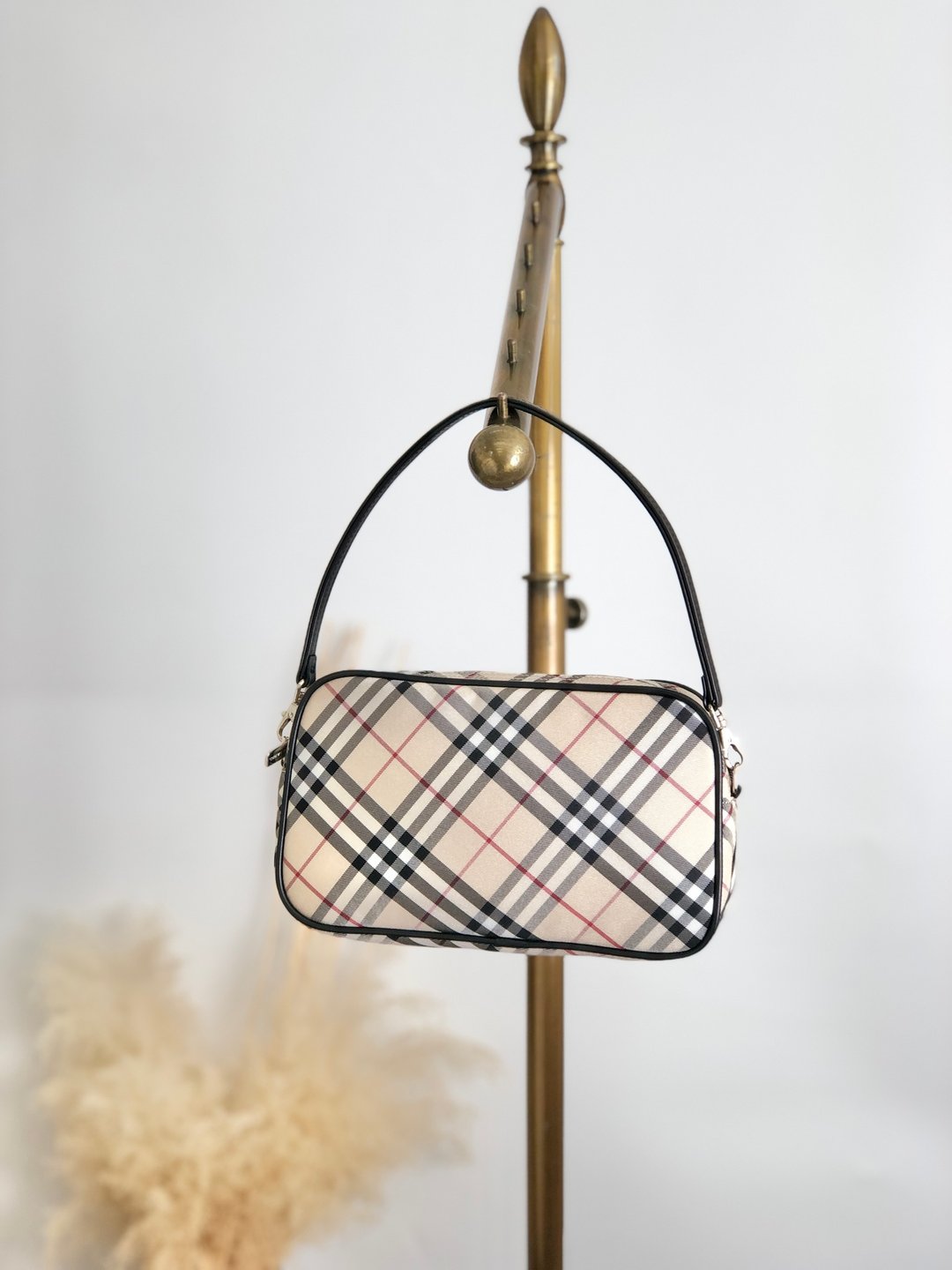【日本直送 名牌中古包】BURBERRY 博柏利 Nova Check 经典格纹 侧背包 米色 帆布 小包 vintage kg336h - 侧背包/斜挎包 - 棉 咖啡色