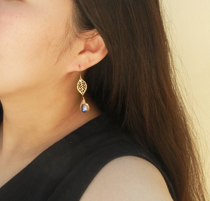 *coucoubird*-叶子的露珠-白彩 - 耳环/耳夹 - 宝石 白色