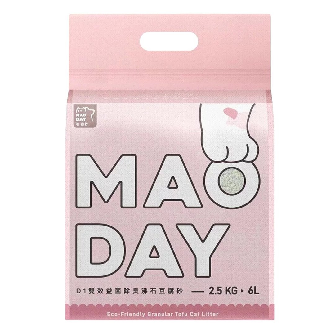 毛商行 Maoday D1双效益菌除臭矿型豆腐砂2.5kg 沸石款 (6包入) - 猫砂/猫砂垫 - 环保材料 粉红色