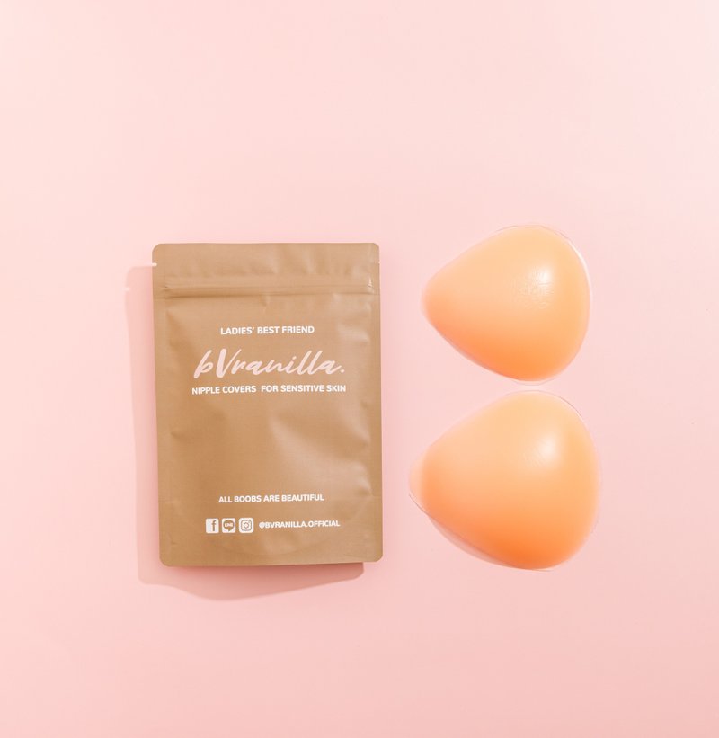 bVranilla Push Up 乳头罩，硅胶乳房贴片。 - 女士内衣裤 - 硅胶 卡其色