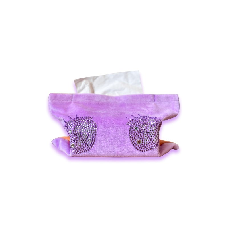 闪闪眼睛烫钻两面拼色纸巾袋 - 纸巾盒 - 聚酯纤维 紫色