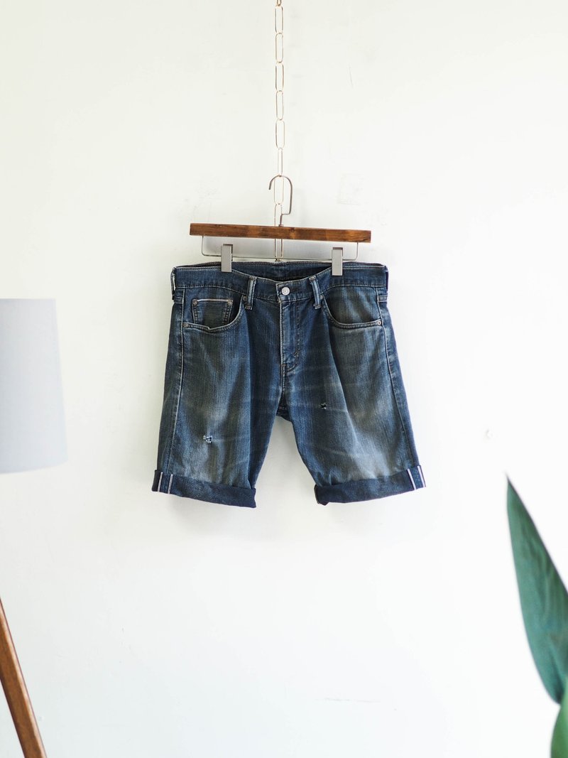 levis / 511 W32 轻浅青涩灰海蓝 男牛仔短裤 自改古着 vintage - 男士短裤 - 棉 蓝色