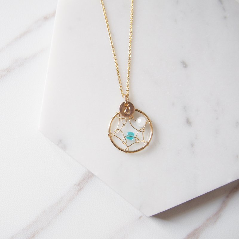 海洋捕梦网・圆形・英文字母・镀金项链项链 (45cm) - 项链 - 其他金属 蓝色