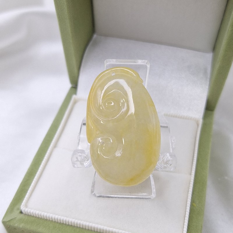 冰润 饱满 天然黄翡 如意 吊坠 | 天然缅甸玉A货翡翠 - 项链 - 玉石 