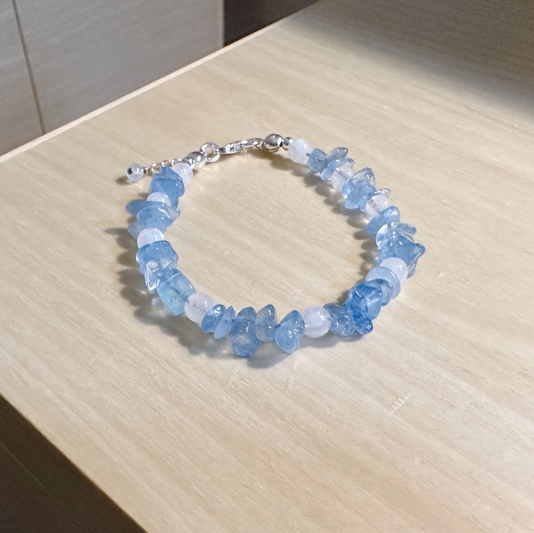 MH天然石系列_星砂海滩_海蓝宝 - 手链/手环 - 水晶 蓝色