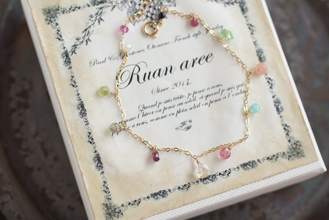 14 kgf-Ramune bracelet - 手链/手环 - 半宝石 粉红色