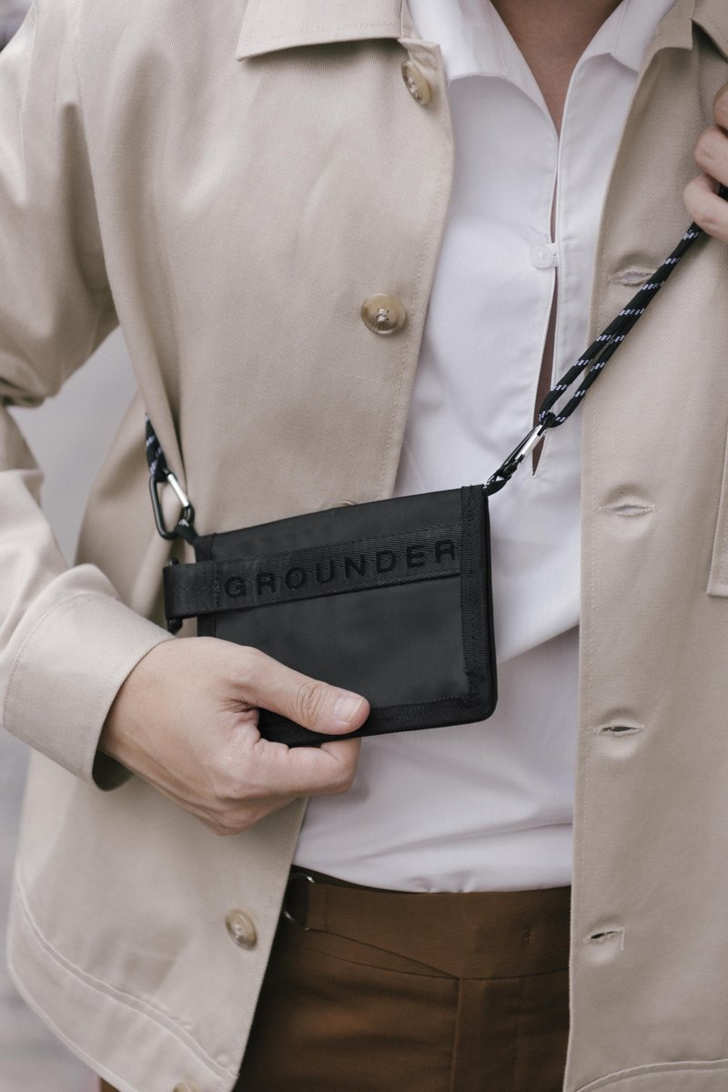 2 Way - Black Nylon plain crossbody wallet bags - 皮夹/钱包 - 尼龙 黑色