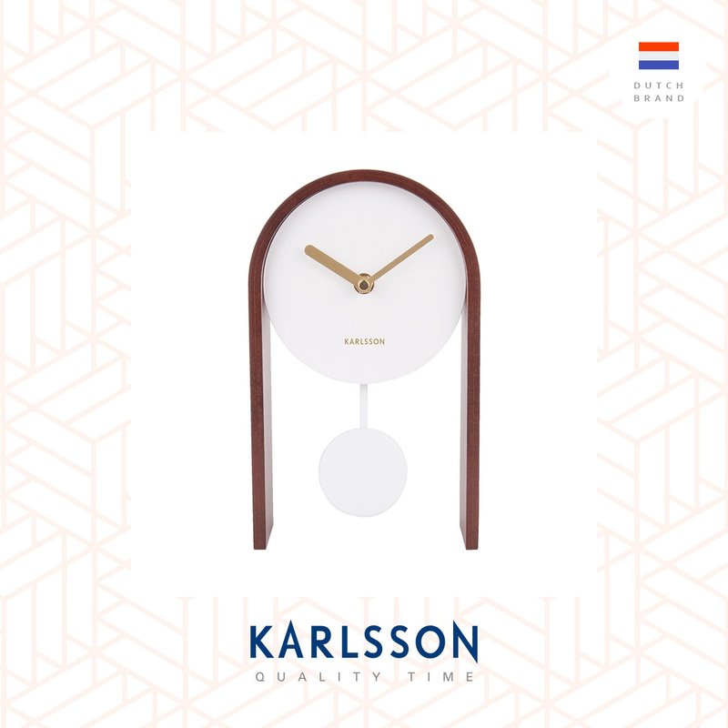 荷兰Karlsson, Table clock Smart dark wood(Pendulum) 摇摆枱钟 - 时钟/闹钟 - 木头 白色