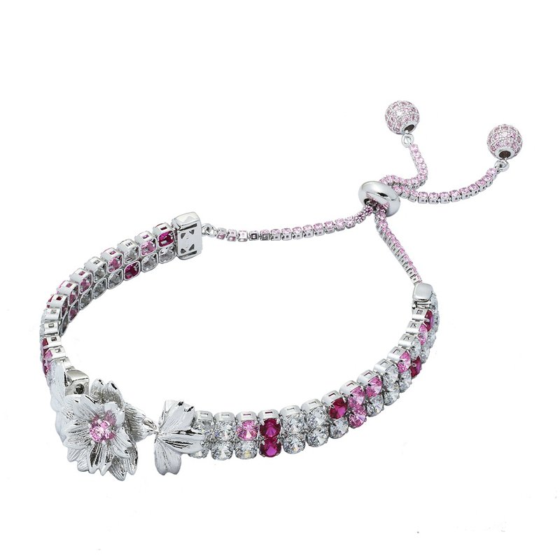 纯银八心八箭锆石双并手链 - 樱花(银色) - 手链/手环 - 其他金属 银色