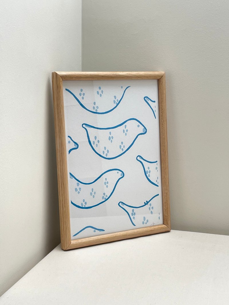 小麻雀 A4原创手绘印刷绘图 | 挂画 | 限量 | 装饰画 - 海报/装饰画/版画 - 纸 蓝色