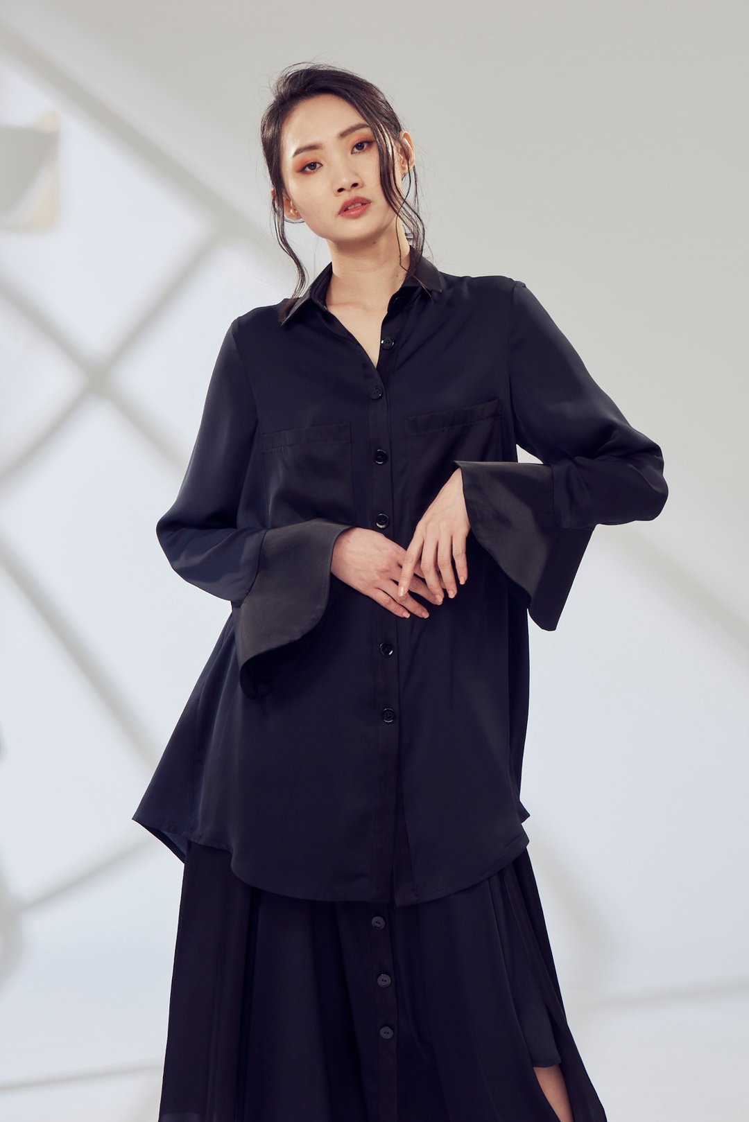 Off-season sale 黑色两件式上衣 - 女装上衣 - 聚酯纤维 