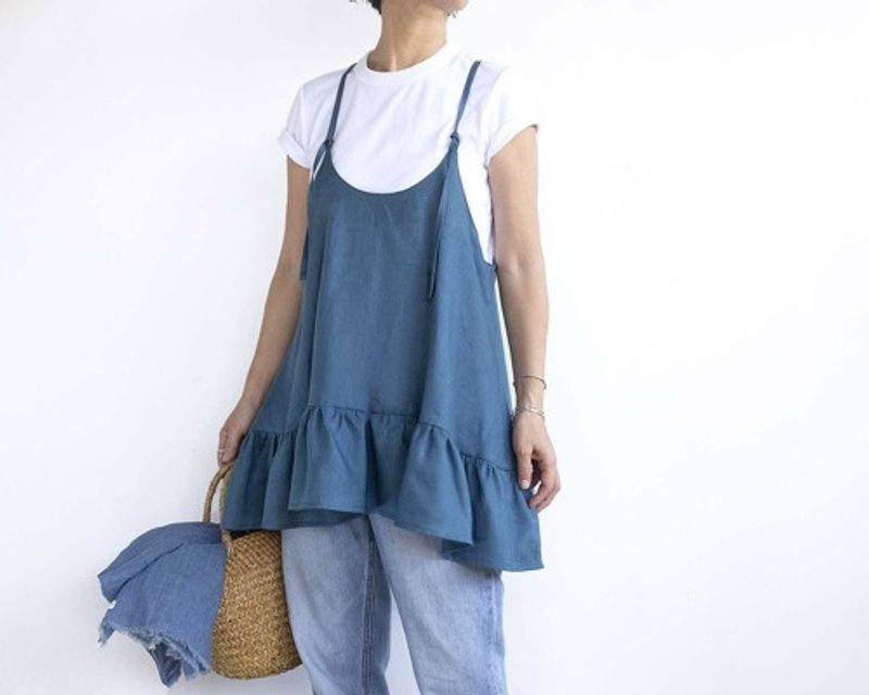 Pinkoi 代购 - 亚麻麻背心（蓝） - 女装上衣 - 棉．麻 