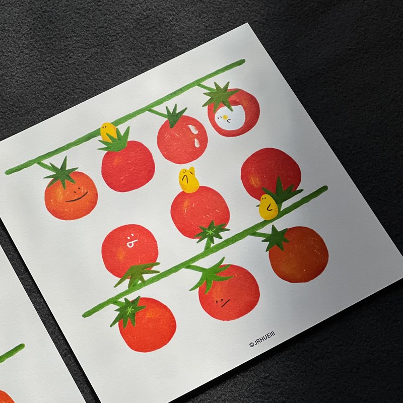 小胖呆蔬果行 | 好多小番茄 Tomato Party - 卡片/明信片 - 纸 红色