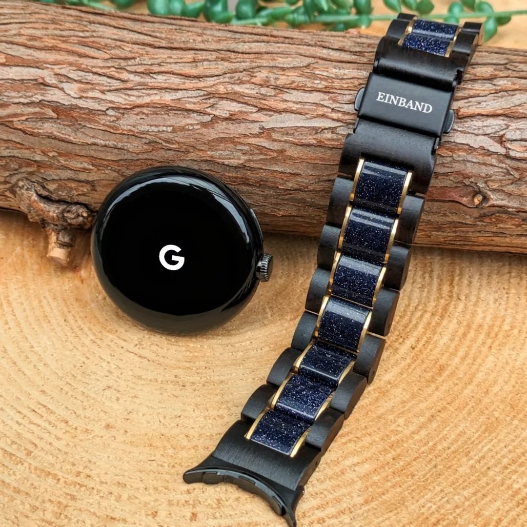 【木质表带】Google Pixel Watch 天然木表带 蓝砂石 × 乌木 - 女表 - 木头 黑色