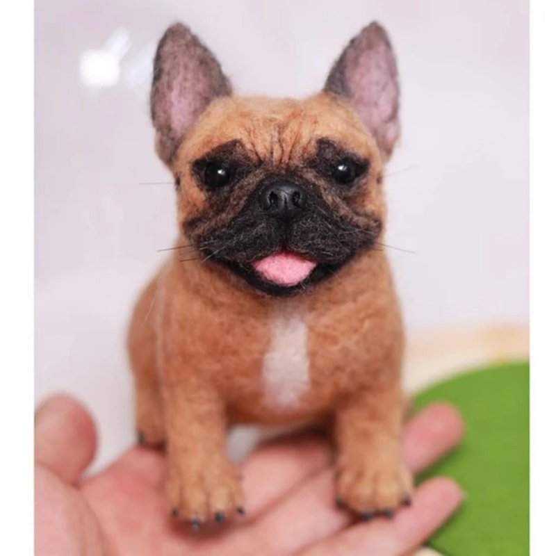 客制化逼真法国斗牛犬羊毛毡宠物娃娃 定制复刻狗狗猫毛小孩公仔 - 玩具 - 羊毛 多色