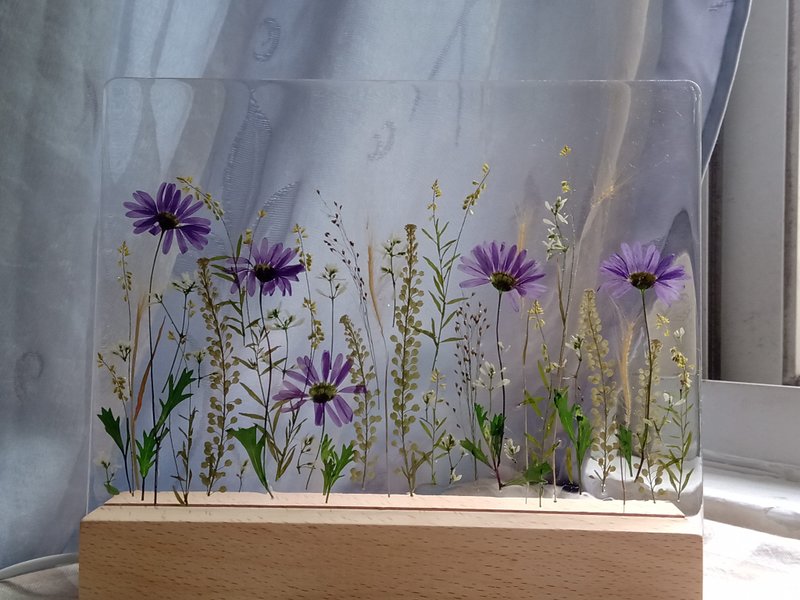 手作押花疗愈LED小夜灯 | 春色 - 灯具/灯饰 - 树脂 多色