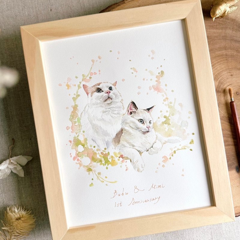手工英式水彩 |定制宠物画像 似颜绘 手绘插画 生日礼物 - 订制画像 - 纸 多色
