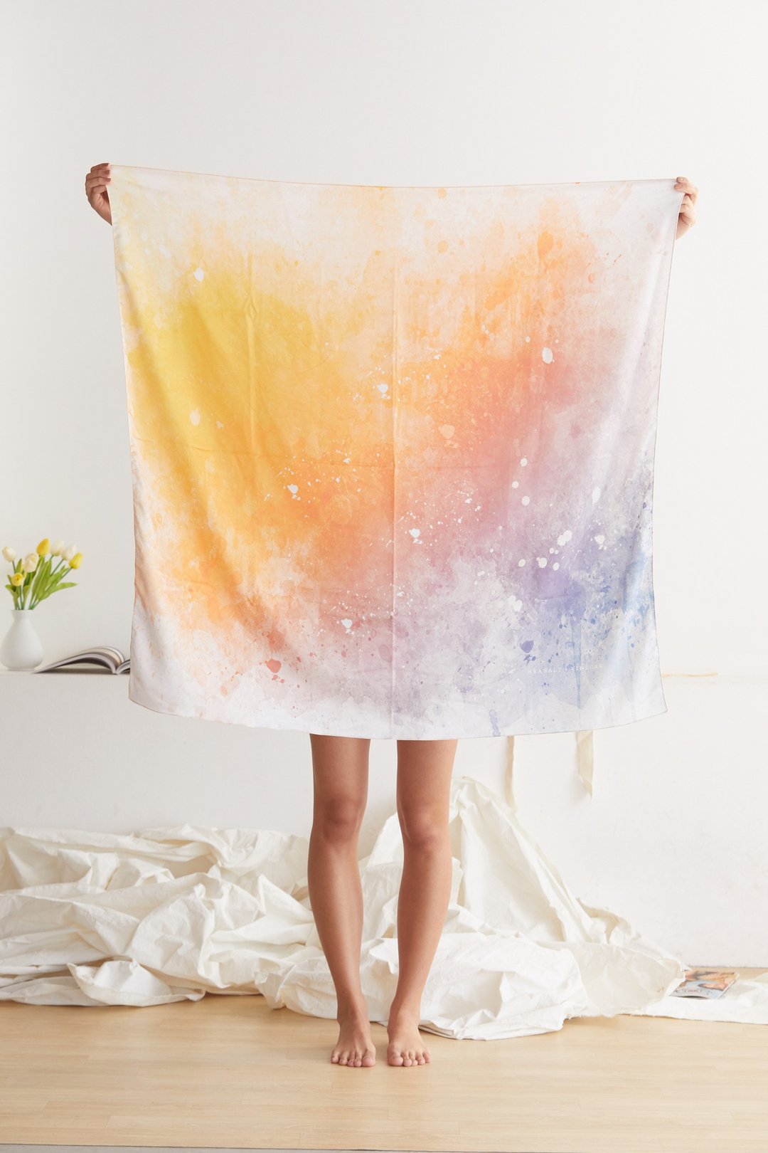 Maiton's Sunset Silk Scarf - 丝巾 - 丝．绢 橘色