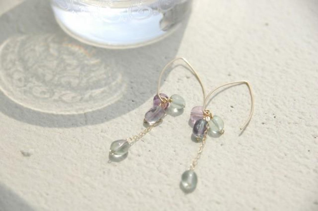 Flow light of Marquis hook earrings (14 gold gf) - 耳环/耳夹 - 宝石 