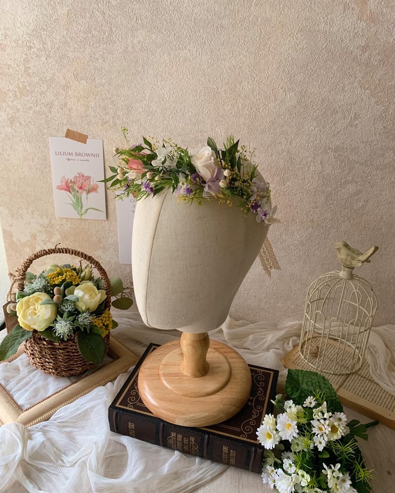 森林系花冠 永生花 新娘头饰 拍照道具 - 干燥花/捧花 - 植物．花 紫色