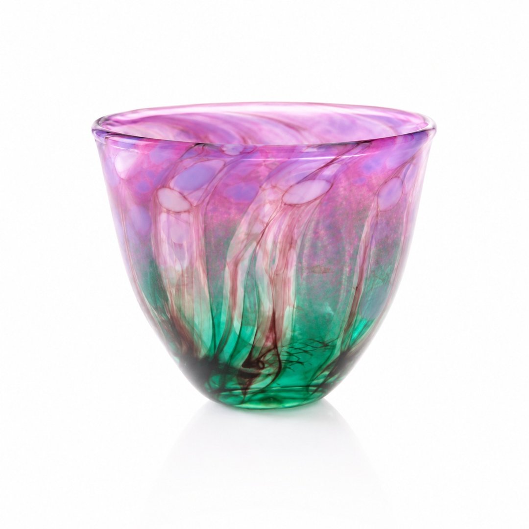 樱雾花见杯 手工吹制玻璃杯 花朵造型艺术杯 台湾玻璃工 - 茶具/茶杯 - 玻璃 紫色
