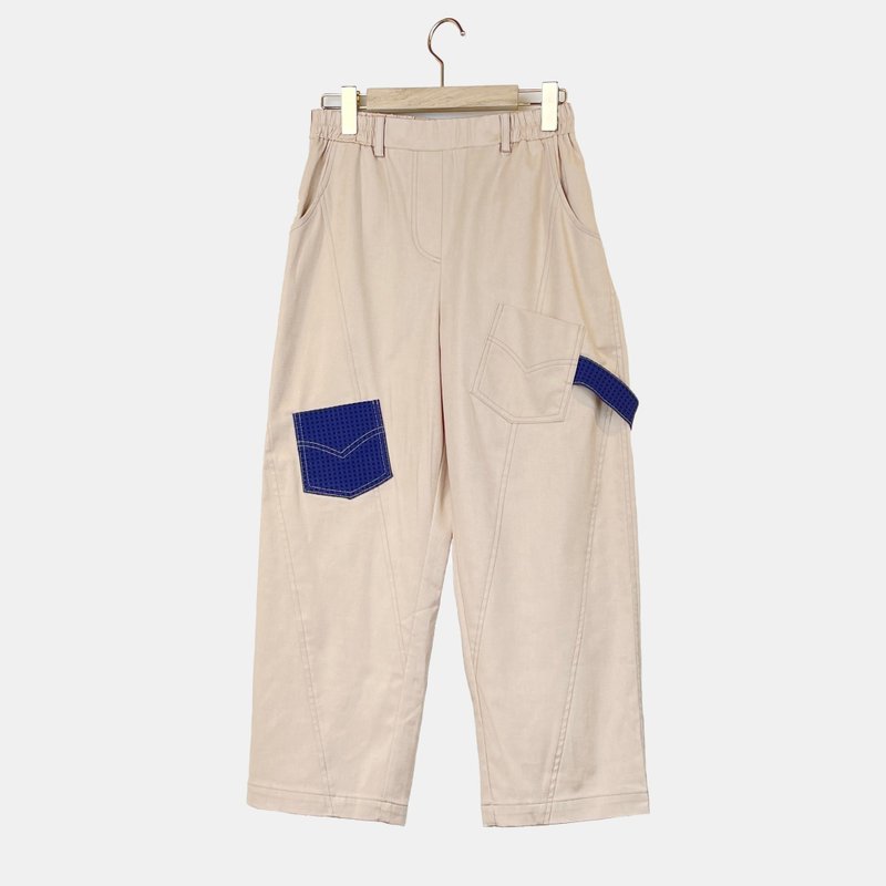 杏 - 车线侧条裤 #A2065 - 女装长裤 - 棉．麻 卡其色