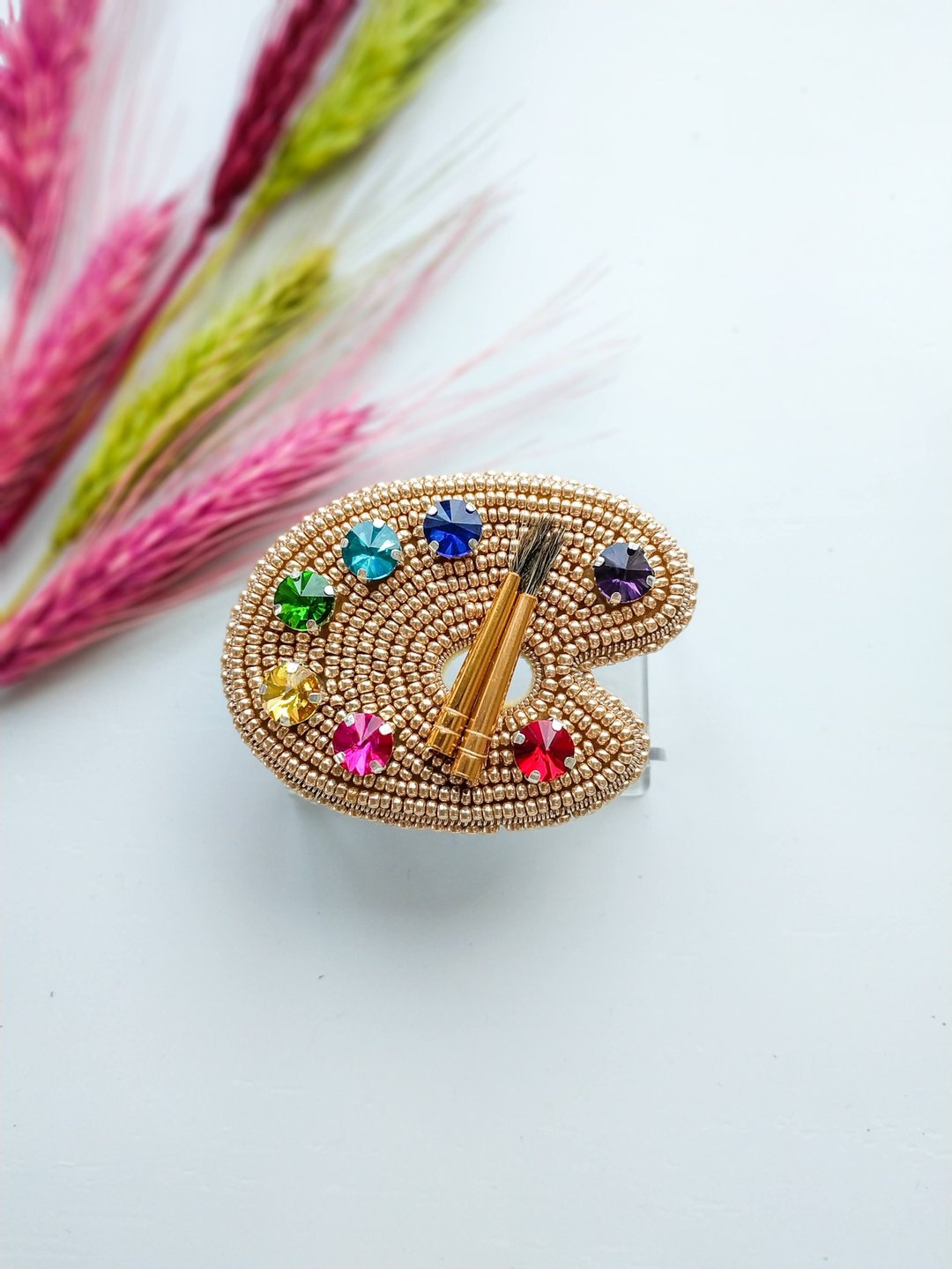 Beaded brooch for painter, colors palette, gift for painter, unique gift for her - 胸针 - 其他材质 多色