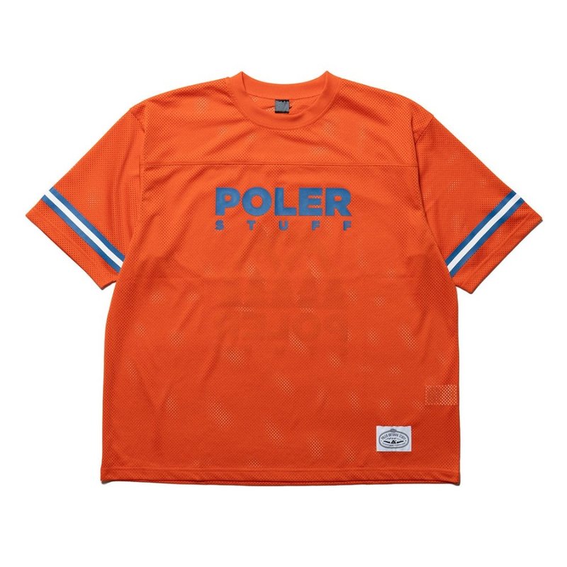 日本限定 POLER S/S MESH JERSEY 户外时尚网布休闲上衣 / 橘色 - 男装上衣/T 恤 - 聚酯纤维 橘色