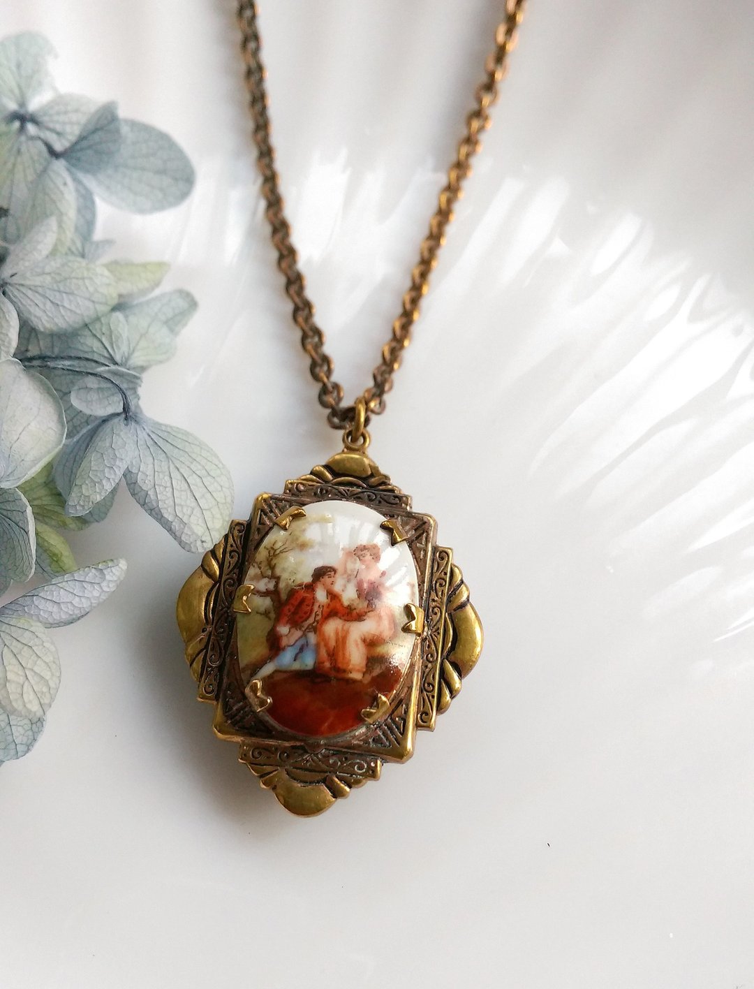 维多利亚风格 法式情侣 Locket项链。西洋古董饰品 - 项链 - 其他材质 紫色