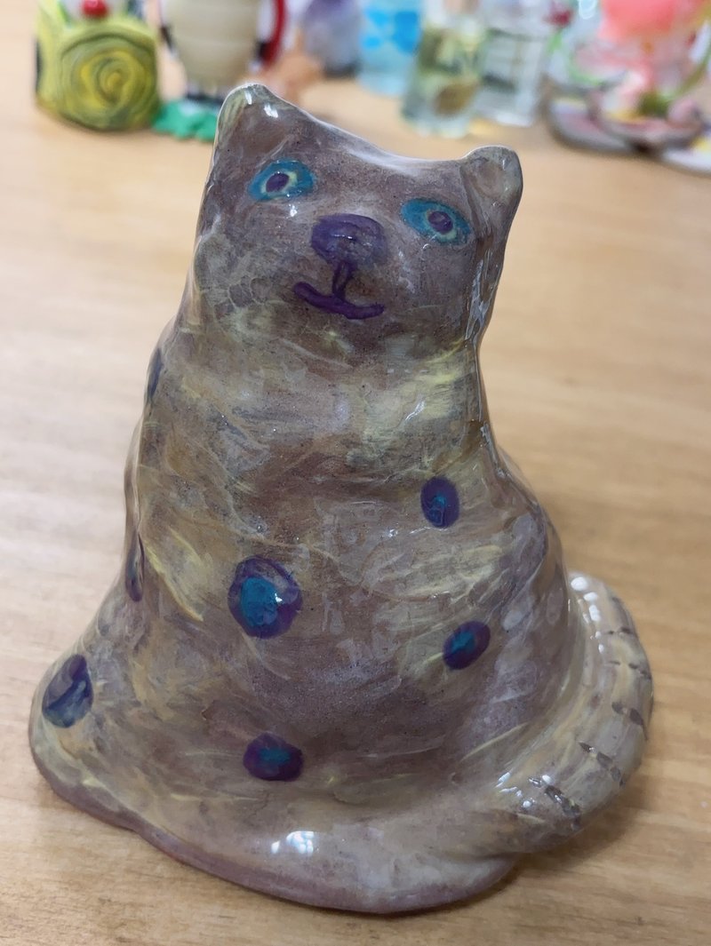 陶偶手作猫咪款 - 摆饰 - 陶 卡其色