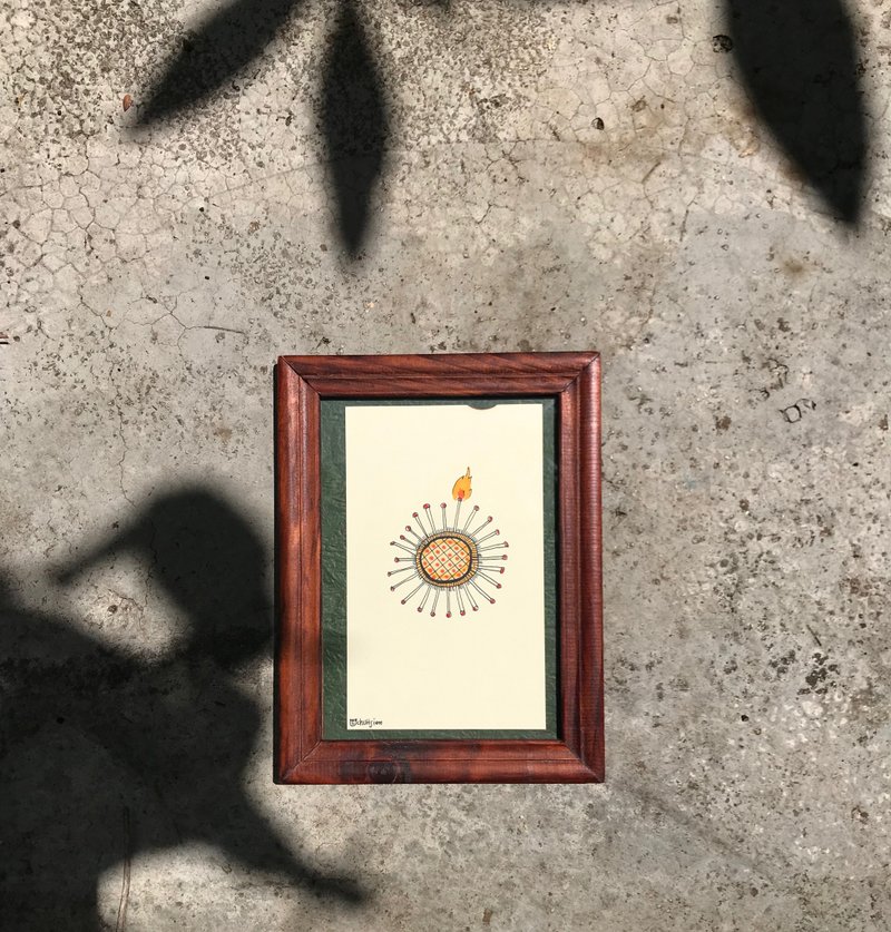 火柴棒花瓣/手绘 装饰 艺术风格 燃烧 烧毁 fire 花花 向日葵 植 - 海报/装饰画/版画 - 纸 灰色