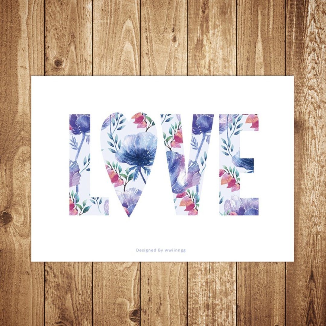 插画明信片-LOVE. - 卡片/明信片 - 纸 蓝色