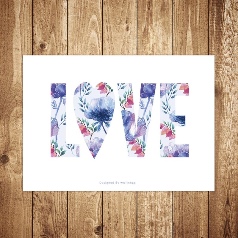 插画明信片-LOVE. - 卡片/明信片 - 纸 蓝色