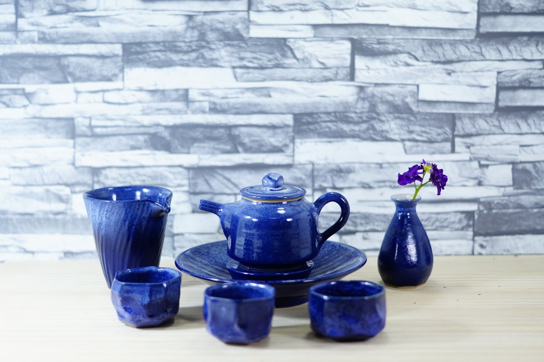 蓝白茶具组 - 茶具/茶杯 - 陶 蓝色