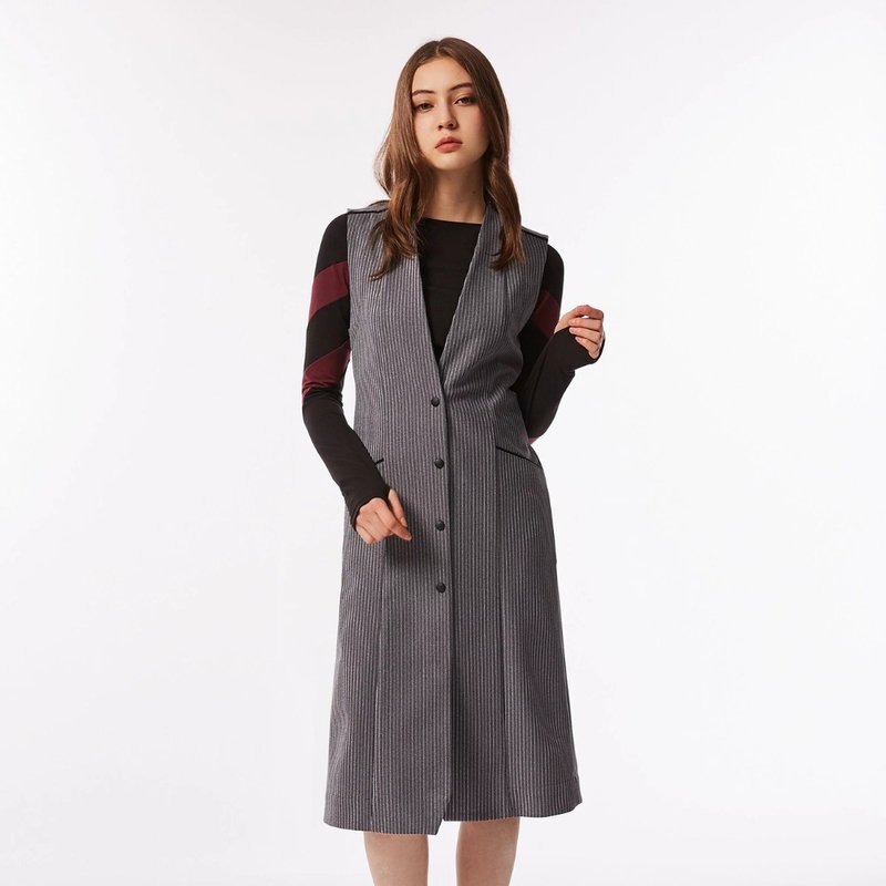 Woolmiracle 羊毛混纺长版西装背心 - 女装西装外套/风衣 - 其他材质 灰色