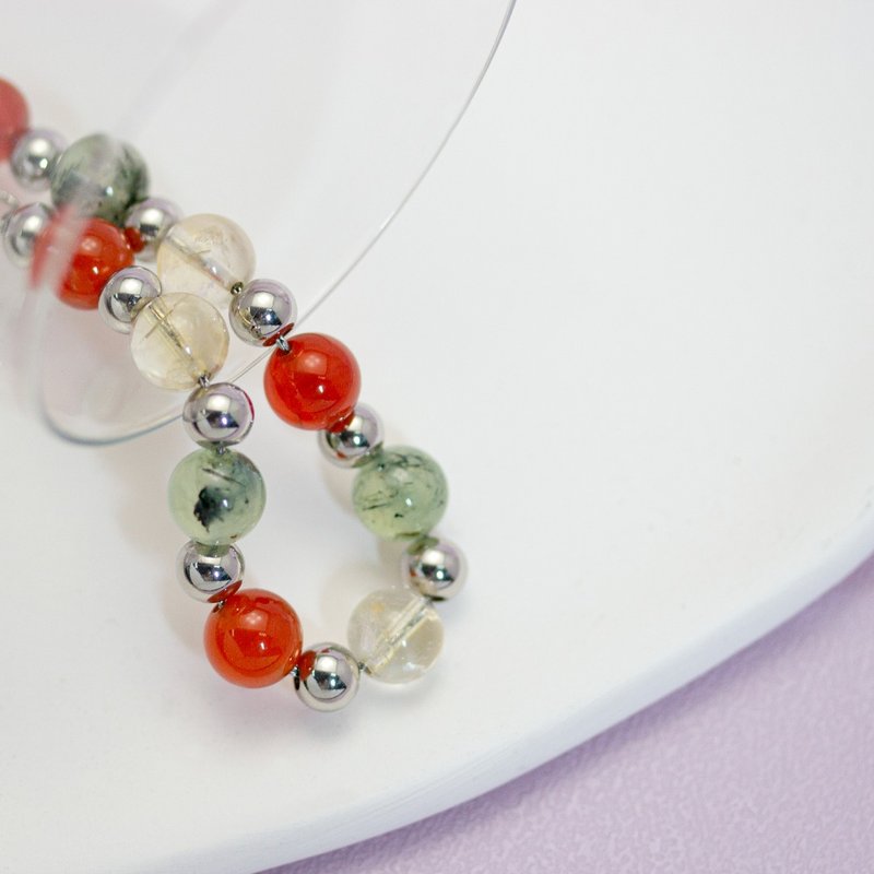 【幸运魔药】福禄寿水晶不锈钢手链(红玛瑙/黄水晶/葡萄石) - 手套 - 水晶 银色