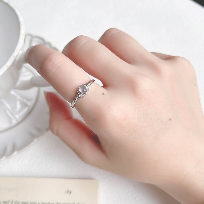 蓝托帕石925纯银椭圆古典风格戒指 可调式戒指 - 戒指 - 水晶 银色