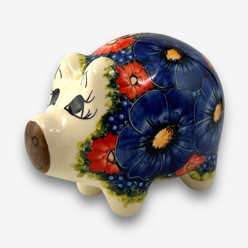 波兰手绘手工陶-小猪存钱筒 15cm 赤蓝芳华系列 波兰制 - 储蓄罐 - 陶 多色